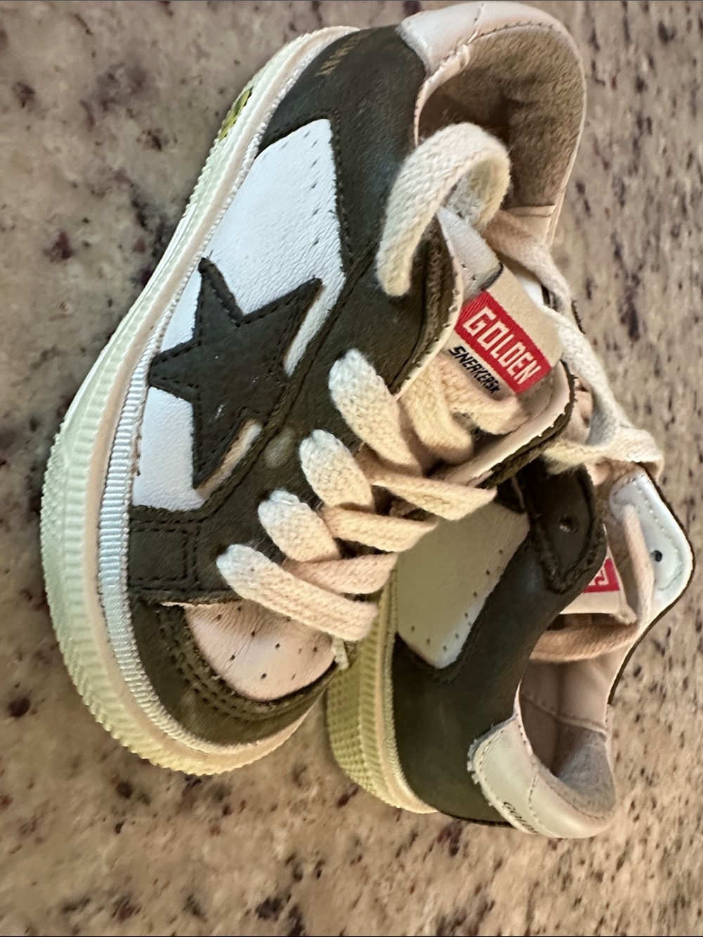 Golden Goose Kids Olive & White Star Sneakers